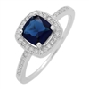 RCZ104066-SA Sterling Silver Blue Sapphire CZ Square Ring