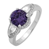 RCZ104067-AM Sterling Silver Purple Amethyst CZ Round Ring