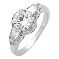 RCZ104067-CL Sterling Silver Clear CZ Round Ring