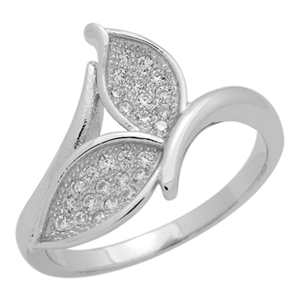 RCZ104068 Sterling Silver Clear CZ Whale Tail Ring