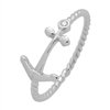 RCZ104073 Sterling Silver CZ Anchor Twisted Band Ring