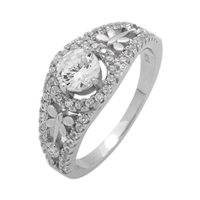 RCZ104074 Sterling Silver CZ Solitaire Dragonfly Ring