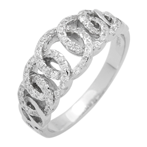 RCZ104075 Sterling Silver CZ Olympian Rings Band