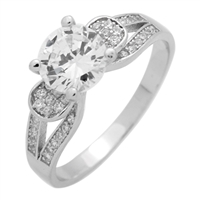 RCZ104076-CL Sterling Silver Clear CZ Ring