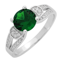 RCZ104076-EM Sterling Silver Green Emerald CZ Ring
