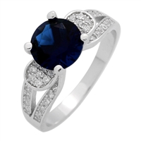 RCZ104076-SA Sterling Silver Blue Sapphire CZ Ring