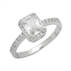 RCZ104081-CL Silver Clear CZ Emeraldcut Solitaire Ring