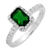 RCZ104081-EM Silver Clear CZ Emeraldcut Solitaire Ring