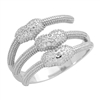 RCZ104083 Silver Micropave CZ Three Strands Hearts Ring