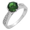 RCZ104088-EM Sterling Silver Green CZ Ladies Ring