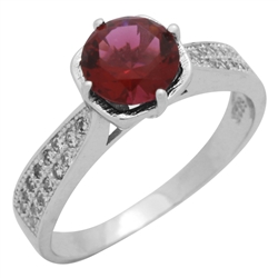 RCZ104088-RU Sterling Silver Red Ruby CZ Ladies Ring