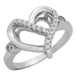 RCZ104091 - Sterling Silver CZ Heart Ladies Ring