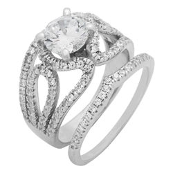 RCZ104092 - Sterling Silver CZ Wedding Ring Set