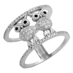 RCZ104094 - Sterling Silver CZ Owl Ring