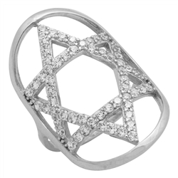 RCZ104097 - Sterling Silver CZ Big Star of David Ring