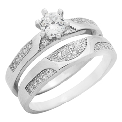 RCZ104102 - Sterling Silver CZ Wedding Ring Set