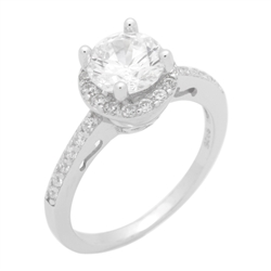 RCZ104132 - Sterling Silver CZ Micropave Halo Design Ring