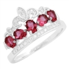 RCZ104133-RU - Sterling Silver Red Ruby CZ Micropave Crown Ring