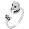 RCZ104144 - Sterling Silver Cat Ring Black CZ