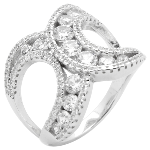 RCZ104147 - Sterling Silver CZ X Ring 6mm