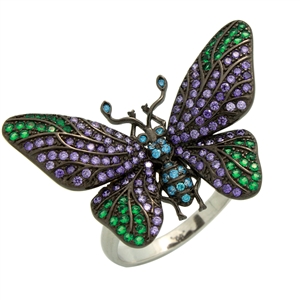 RCZ104149 - Sterling Silver CZ Big Butterfly Ring