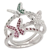 RCZ104153 - Sterling Silver 3 Butterfly CZ Rings