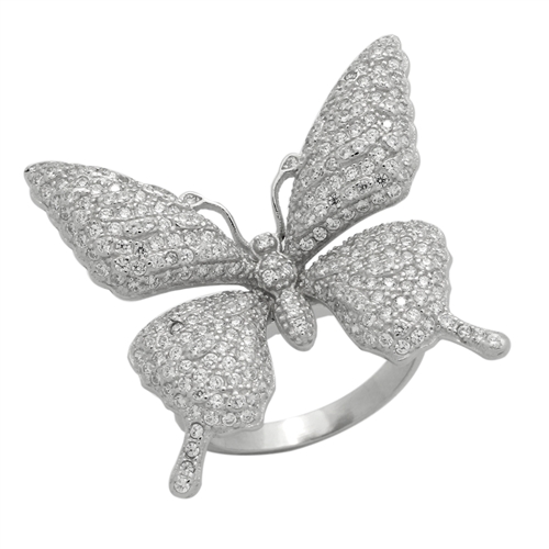 RCZ104151 - Sterling Silver CZ Big Butterfly Ring