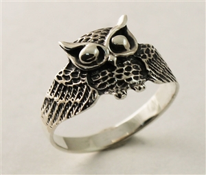 Silver Plain Ring - Owl