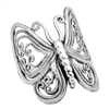 RPS1001-M Silver Plain Butterfly Ring Medium