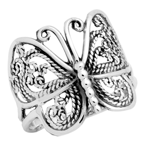 RPS1001-S Silver Plain Butterfly Ring Small