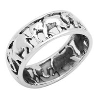 RPS1002 Silver Plain Elephant Band Ring