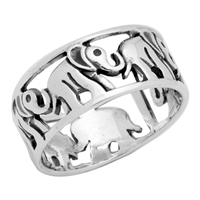 RPS1003 Silver Plain Elephant Band Ring