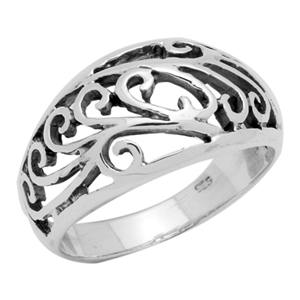 RPS1009 Silver Plain Filigree Design Ring