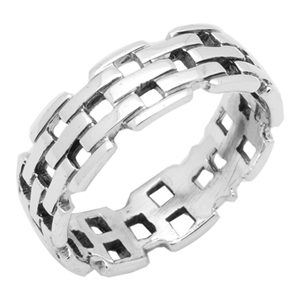 RPS1016 Silver Plain Bismark Band Ring