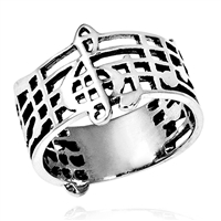 RPS1018 Silver Plain Music Band Ring