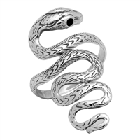 RPS1024 Silver Plain Long Snake Ring