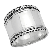 RPS1025 Silver PlainBali Design Wide Band Ring