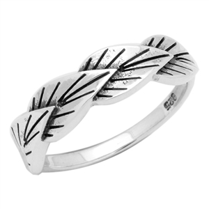 RPS1027 Silver Plain Leaves Band Ring