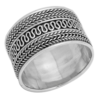 RPS1032 Silver Plain Thick Bali Band Ring