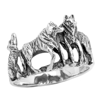 RPS1036 Silver Plain Wolf pack Ring