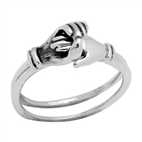 RPS1037 Silver Plain Handshake Ring