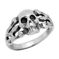 RPS1038 Silver Plain Skull Ring