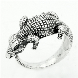 RPS1044 Silver Plain Crocodile Alligator Ring