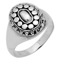RPS1046 Silver Plain Oval Bali Ring