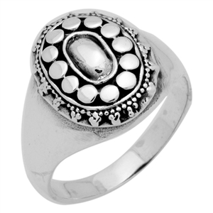 RPS1046 Silver Plain Oval Bali Ring