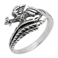 RPS1051 Silver Plain Peacock Ring