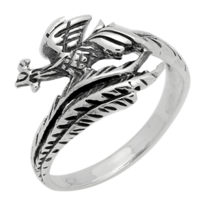 RPS1051 Silver Plain Peacock Ring