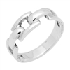 RPS1052 Silver Plain Link Style Ring