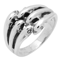 RPS1059 Silver Plain Six Dolphin Ring