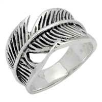 RPS1066 Silver Plain Wrap Leaf Ring